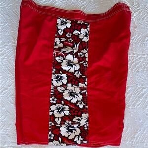 MV Sport Red Hawaiian Print Men Swim Board Shorts EUC 42